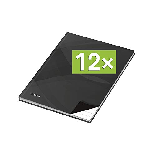 RNK - Verlag Notizbuch mit Hardcover-Einband, 96 Blatt, Notizheft, Tagebuch, Schreibbuch (12er Pack, Schwarz A4 (Liniert)) von RNK - Verlag