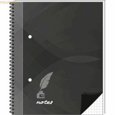 RNK Spiral-Notizbuch A5 -notes carbon black- kariert 96 Blatt von RNK