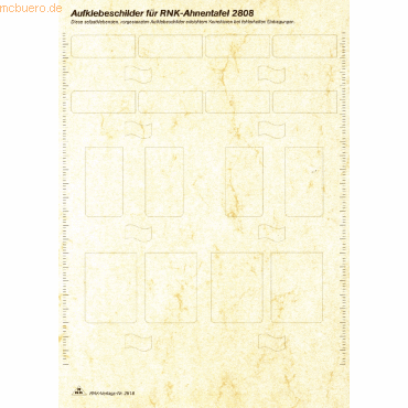 5 x RNK Etikettenblätter A4 für Ahnentafel 2808 selbstklebend VE=5 Stü von RNK