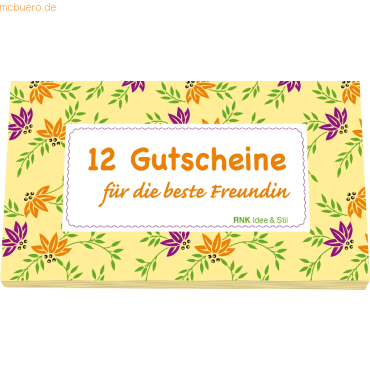 6 x RNK Gutscheinheft Idee & Stil -12 Gutscheine für die beste Freundi von RNK