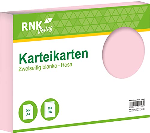 RNKVERLAG 114743 - Karteikarten blanko, rosa, DIN A4, 1 Packung à 100 Karten von RNKVERLAG