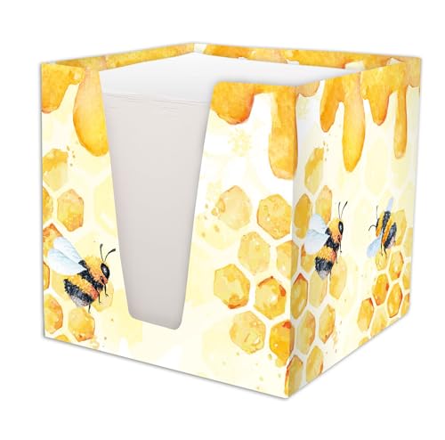 RNKVERLAG 46800 - Notizklotz Honey, Bienen, 900 Blatt, 70 g/m², 92 x 92 x 92 mm aus Karton, 1 Stück von RNKVERLAG