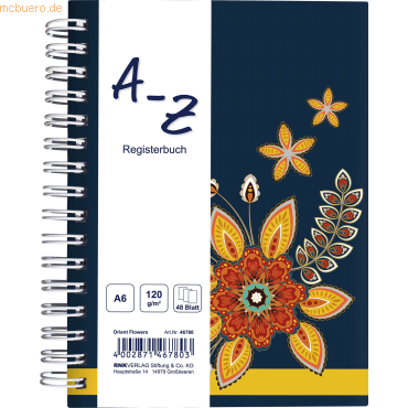 RNK Notizbuch A6 -Orient Flowers- 48 Blatt mit Register von RNK