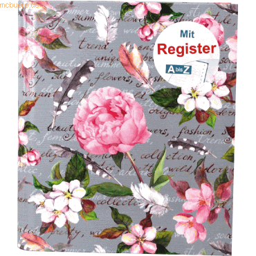 RNK Ringbuch 'Blütenzauber' mit Register A-Z für A5 4 Ringe von RNK