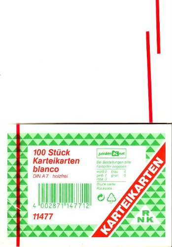 Kartei-Karte A7 100St Weiss Unliniert 114770 56700 von RNKVERLAG