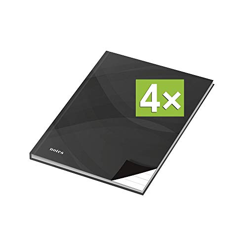 RNK - Verlag Notizbuch mit Hardcover-Einband, 96 Blatt, Notizheft, Tagebuch, Schreibbuch (4er Pack, Schwarz A4 (Liniert)) von RNKVERLAG