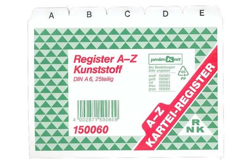 RNK-Vordruckverlag 150060 - Registerkarten A6 A-Z Plastik weiss RNK-Vordruckverlag 150060 - Registerkarten A6 A-Z Plastik weiss von RNKVERLAG