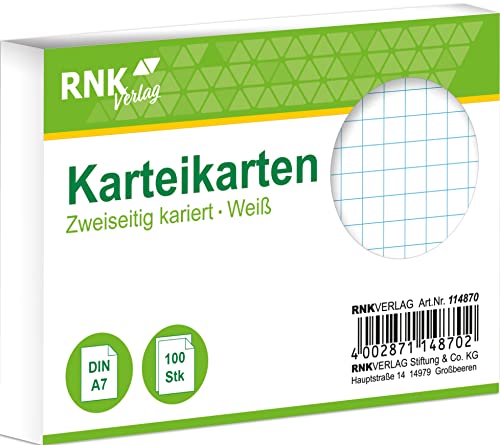 RNKVERLAG 114870 - Karteikarten kariert 5 mm, weiß, DIN A7, 1 Packung à 100 Karten RNKVERLAG 114870 - Karteikarten kariert 5 mm, weiß, DIN A7, 1 Packung à 100 Karten von RNKVERLAG