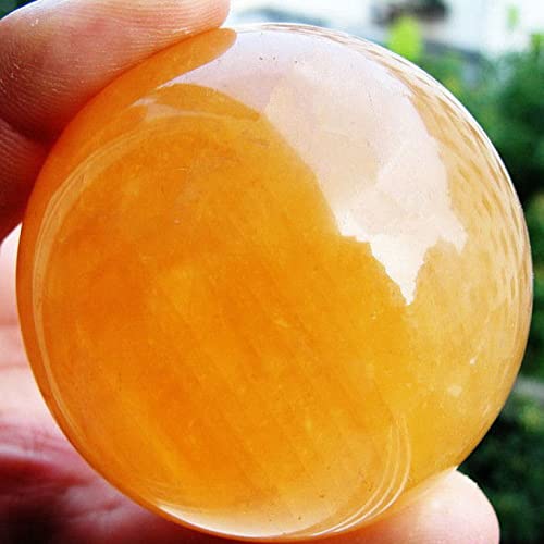 RNUMLIGH Orange Kristallkugel Kristalle und Heilsteine ​​Natürlicher Citrin Calcit Quarz Kugel Edelstein Kristallstein Perlen Geschenk Anti-Stress (10cm) von RNUMLIGH