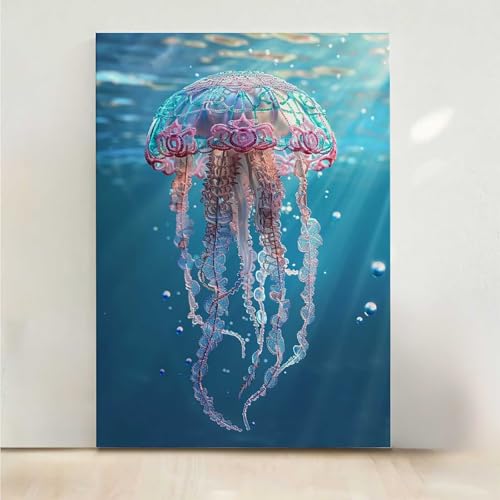 Biologie Diamond Painting, 5D Qualle Diamond Painting Erwachsene Diamant Malerei DIY Steine Kristall Kunst Bastelnset Erwachsene Anfänger Set, zur Zimmer Wanddeko, Geschenke 40x50CM PjY7353 4-Y von RNXAOPEN