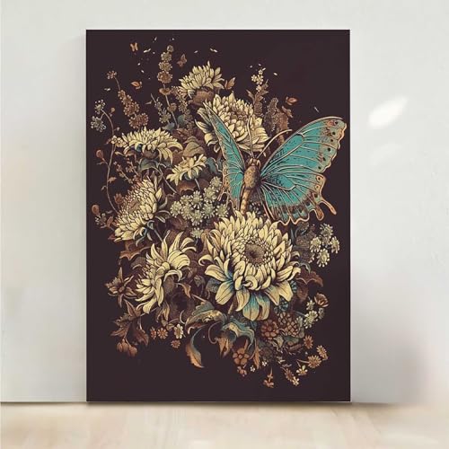 Blume Diamond Painting, 5D Schmetterling Diamond Painting Erwachsene Diamant Malerei DIY Steine Kristall Kunst Bastelnset Erwachsene Anfänger Set, zur Zimmer Wanddeko, Geschenke 30x40cm PjY8639 I-2 von RNXAOPEN