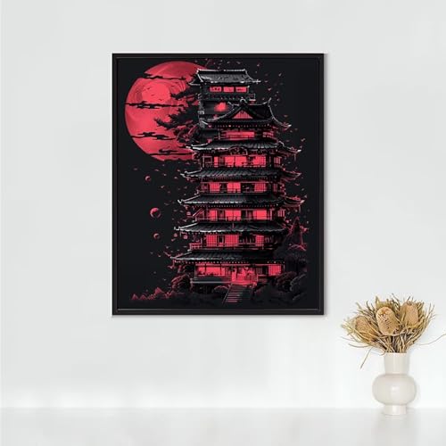 Diamond Painting Architektur, Diamond Painting Erwachsene Chinesische Architektur Bastelset, DIY Diamant Malerei Runder Vollbohrer Diamanten Kinder Malerei Kreuzstich, Geschenk (40x50cm) PJY3 C-V von RNXAOPEN