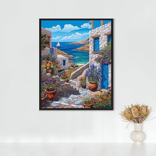 Diamond Painting Architektur, Diamond Painting Erwachsene Segelboot Bastelset, DIY Diamant Malerei Runder Vollbohrer Diamanten Kinder Malerei Stickerei Kreuzstich, Geschenk (40x50cm) PJY3 7-0 von RNXAOPEN