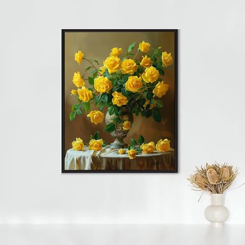 Diamond Painting Blumen, Diamond Painting Erwachsene Rose Bastelset, DIY Diamant Malerei Runder Vollbohrer Diamanten Kinder Malerei Stickerei Kreuzstich Dekoration, Geschenk 60 x 80 cm PJY9 6-T von RNXAOPEN