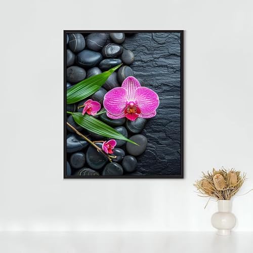 Diamond Painting Erwachsene Anlage Diamond Painting Orchidee DIY Vollbohrer Diamant Malerei Set Anfänger, Diamant Kunst Malerei Stickerei Set, Wanddeko und Zimmer Deko, Geschenke (50x70cm) PJY4 K-9 von RNXAOPEN