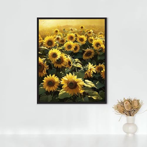 Diamond Painting Erwachsene Anlage Diamond Painting Sonnenblume DIY Vollbohrer Diamant Malerei Set, Diamant Kunst Malerei Stickerei Set, Wanddeko und Zimmer Deko, Geschenke 30 x 40 cm PJY2 T-8 von RNXAOPEN