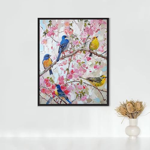 Diamond Painting Erwachsene Anlage Diamond Painting Vogel DIY Vollbohrer Diamant Malerei Set Anfänger, Diamant Kunst Malerei Stickerei Set, Wanddeko und Zimmer Deko, Geschenke 80x100CM PJY7 4-E von RNXAOPEN
