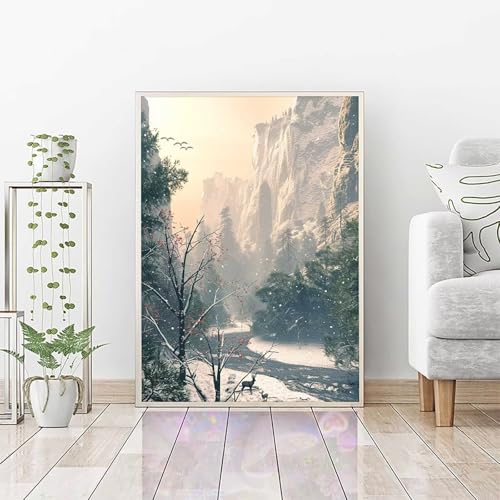 Diamond Painting Erwachsene Baum, DIY Diamond Painting Berg Bastelset, Vollbohrer Diamant Malerei Set, Diamant Kunst Malerei Stickerei Set, Wanddeko und Zimmer Deko, Geschenke 40x50CM PJY3 3-F von RNXAOPEN