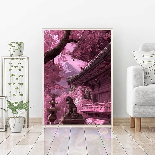 Diamond Painting Erwachsene Blume, DIY Diamond Painting Haus Bastelset, Vollbohrer Diamant Malerei Set, Diamant Kunst Malerei Stickerei Set, Wanddeko und Zimmer Deko, Geschenke (30x40cm) PJY2 V-0 von RNXAOPEN