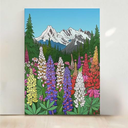 Diamond Painting Erwachsene Blume Diamant Painting Bilder Berg 5D DIY Mosaikherstellung Basteln Erwachsene Anfänger Set für Heim Schlafzimmer Deko Wohnzimmer, Geschenke für Frauen 30x40CM PjY1874 3-9 von RNXAOPEN