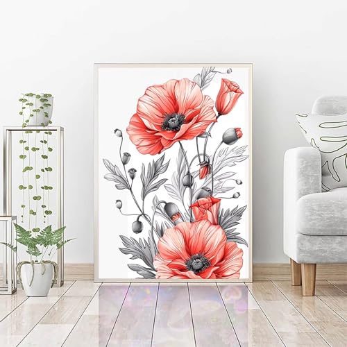 Diamond Painting Erwachsene Blumen, DIY Diamond Painting Blume Bastelset, Vollbohrer Diamant Malerei Set, Diamant Kunst Malerei Stickerei Set, Wanddeko und Zimmer Deko, Geschenke 30 x 40 cm PJY2 6-V von RNXAOPEN