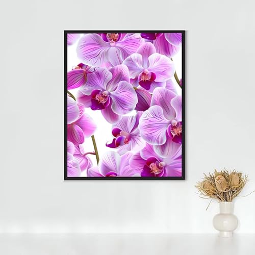 Diamond Painting Erwachsene Blumen Diamond Painting Orchidee DIY Vollbohrer Diamant Malerei Set Anfänger, Diamant Kunst Malerei Stickerei Set, Wanddeko und Zimmer Deko, Geschenke 90x120CM PJY9 6-5 von RNXAOPEN