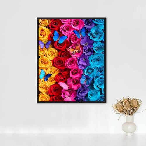 Diamond Painting Erwachsene Blumen Diamond Painting Rose DIY Vollbohrer Diamant Malerei Set Anfänger, Diamant Kunst Malerei Stickerei Set, Wanddeko und Zimmer Deko, Geschenke 90x120CM PJY9 O-8 von RNXAOPEN
