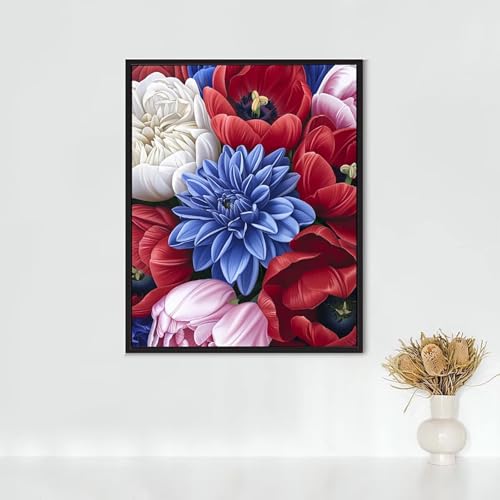Diamond Painting Erwachsene Blumen Diamond Painting Tulpe DIY Vollbohrer Diamant Malerei Set Anfänger, Diamant Kunst Malerei Stickerei Set, Wanddeko und Zimmer Deko, Geschenke (80x110cm) PJY8 9-2 von RNXAOPEN