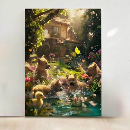 Diamond Painting Erwachsene Ente Diamant Painting Bilder Hund 5D DIY Mosaikherstellung Basteln Erwachsene Anfänger Set für Heim Schlafzimmer Deko Wohnzimmer, Geschenke für Frauen 40x50cm PjY7774 7-S von RNXAOPEN