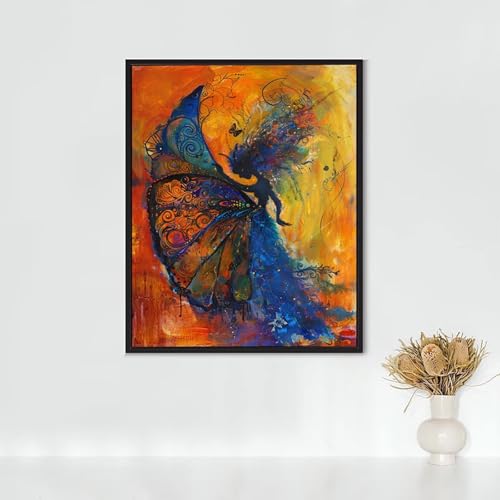 Diamond Painting Erwachsene Figurenkunst Diamond Painting FlüGel DIY Vollbohrer Diamant Malerei Set Anfänger, Diamant Kunst Malerei Stickerei Set, Wanddeko und Zimmer Deko, Geschenke 40x50cm PJY3 D-K von RNXAOPEN