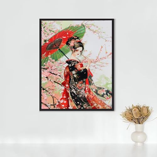 Diamond Painting Erwachsene Figurenkunst Diamond Painting Geisha DIY Vollbohrer Diamant Malerei Set, Diamant Kunst Malerei Stickerei Set, Wanddeko und Zimmer Deko, Geschenke (30x40cm) PJY2 8-I von RNXAOPEN