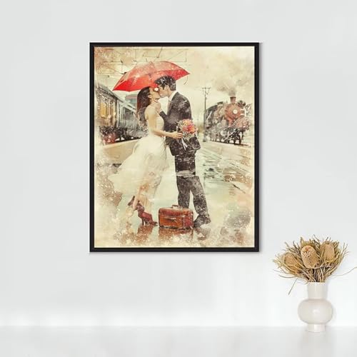 Diamond Painting Erwachsene Figurenkunst Diamond Painting Kuss DIY Vollbohrer Diamant Malerei Set, Diamant Kunst Malerei Stickerei Set, Wanddeko und Zimmer Deko, Geschenke 80 x 110 cm PJY9 8-N von RNXAOPEN