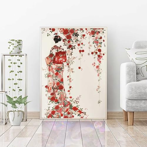 Diamond Painting Erwachsene Frau, DIY Diamond Painting Blume Bastelset, Vollbohrer Diamant Malerei Set, Diamant Kunst Malerei Stickerei Set, Wanddeko und Zimmer Deko, Geschenke 80x100cm PJY7 Z-L von RNXAOPEN