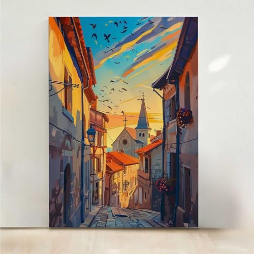Diamond Painting Erwachsene Haus Diamant Painting Bilder Architektur 5D DIY Mosaikherstellung Basteln Erwachsene Anfänger Set für Heim Schlafzimmer Deko Wohnzimmer, Geschenke 40x50cm PjY4822 N-0 von RNXAOPEN