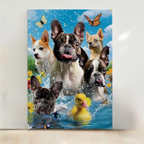 Diamond Painting Erwachsene Hund Diamant Painting Bilder Schmetterling 5D DIY Mosaikherstellung Basteln Erwachsene Anfänger Set für Heim Schlafzimmer Deko Wohnzimmer, Geschenke 30x40cm PjY8712 R-5 von RNXAOPEN