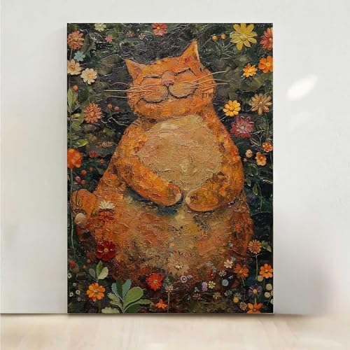 Diamond Painting Erwachsene Katze Diamant Painting Bilder Blume 5D DIY Mosaikherstellung Basteln Erwachsene Anfänger Set für Heim Schlafzimmer Deko Wohnzimmer, Geschenke für Frauen 30x40cm PjY1868 T-6 von RNXAOPEN