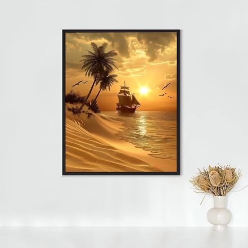 Diamond Painting Erwachsene Katze Diamond Painting Segelboot DIY Vollbohrer Diamant Malerei Set Anfänger, Diamant Kunst Malerei Stickerei Set, Wanddeko und Zimmer Deko, Geschenke (30x40cm) PJY2 K-2 von RNXAOPEN