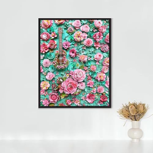 Diamond Painting Erwachsene Kunst Diamond Painting Gitarre DIY Vollbohrer Diamant Malerei Set Anfänger, Diamant Kunst Malerei Stickerei Set, Wanddeko und Zimmer Deko, Geschenke (30x40cm) PJY2 9-4 von RNXAOPEN