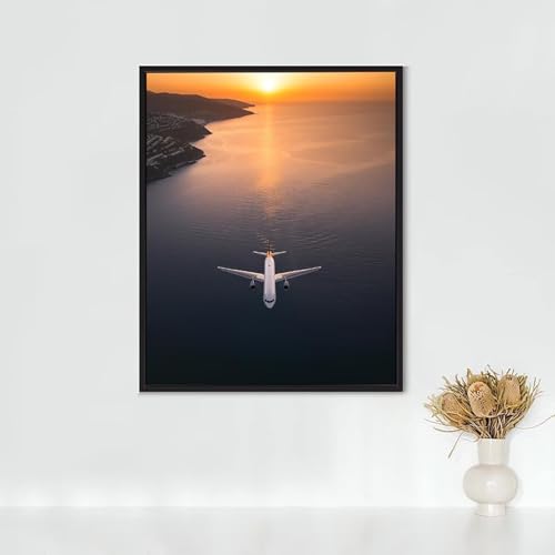 Diamond Painting Erwachsene Landschaft Diamond Painting Flugzeug DIY Vollbohrer Diamant Malerei Set, Diamant Kunst Malerei Stickerei Set, Wanddeko und Zimmer Deko, Geschenke (70x95cm) PJY6 T-6 von RNXAOPEN