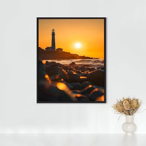 Diamond Painting Erwachsene Landschaft Diamond Painting Leuchtturm DIY Vollbohrer Diamant Malerei Set, Diamant Kunst Malerei Stickerei Set, Wanddeko und Zimmer Deko, Geschenke 80x100cm PJY9 7-U von RNXAOPEN