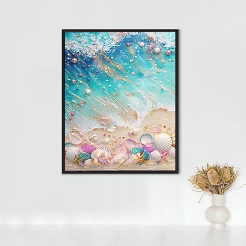 Diamond Painting Erwachsene Ozean Diamond Painting Perle DIY Vollbohrer Diamant Malerei Set Anfänger, Diamant Kunst Malerei Stickerei Set, Wanddeko und Zimmer Deko, Geschenke 80x100CM PJY7 P-9 von RNXAOPEN