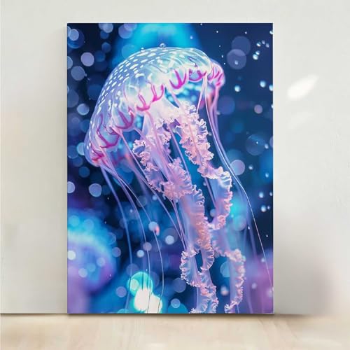 Diamond Painting Erwachsene Qualle Diamant Painting Bilder Biologie 5D DIY Mosaikherstellung Basteln Erwachsene Anfänger Set für Heim Schlafzimmer Deko Wohnzimmer, Geschenke 30x40cm PjY7358 2-L von RNXAOPEN