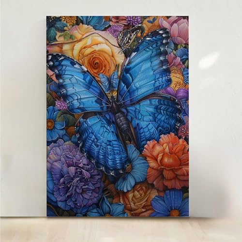 Diamond Painting Erwachsene Schmetterling Diamant Painting Bilder Blume 5D DIY Mosaikherstellung Basteln Erwachsene Anfänger Set für Heim Schlafzimmer Deko Wohnzimmer, Geschenke 30x40CM PjY8682 8-T von RNXAOPEN