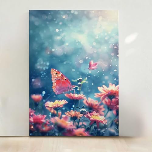 Diamond Painting Erwachsene Schmetterling Diamant Painting Bilder Blume 5D DIY Mosaikherstellung Basteln Erwachsene Anfänger Set für Heim Schlafzimmer Deko Wohnzimmer, Geschenke 70x95CM PjY1976 9-E von RNXAOPEN