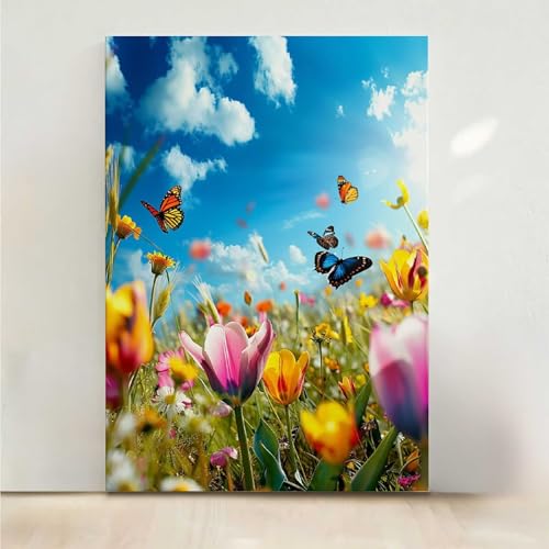 Diamond Painting Erwachsene Schmetterling Diamant Painting Bilder Blume 5D DIY Mosaikherstellung Basteln Erwachsene Anfänger Set für Heim Schlafzimmer Deko Wohnzimmer, Geschenke 70x95cm PjY774 Y-4 von RNXAOPEN