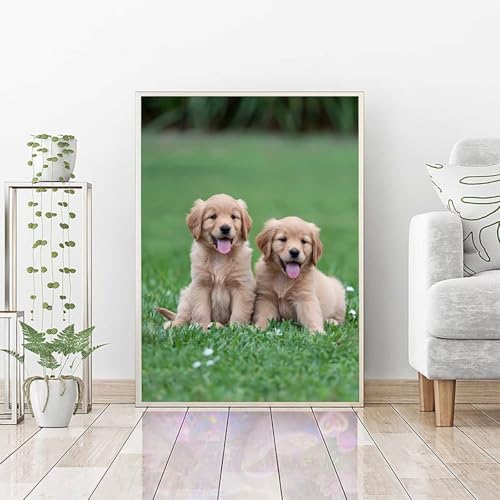 Diamond Painting Erwachsene Tier, DIY Diamond Painting Hund Bastelset, Vollbohrer Diamant Malerei Set, Diamant Kunst Malerei Stickerei Set, Wanddeko und Zimmer Deko, Geschenke (50x70cm) PJY4 J-1 von RNXAOPEN