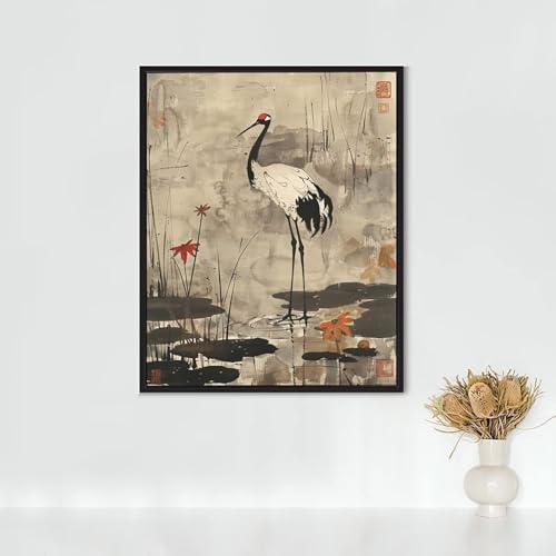 Diamond Painting Erwachsene Tier Diamond Painting Kran DIY Vollbohrer Diamant Malerei Set Anfänger, Diamant Kunst Malerei Stickerei Set, Wanddeko und Zimmer Deko, Geschenke für Frauen 60x80CM PJY5 1-6 von RNXAOPEN