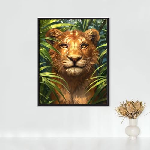 Diamond Painting Erwachsene Tier Diamond Painting LöWe DIY Vollbohrer Diamant Malerei Set Anfänger, Diamant Kunst Malerei Stickerei Set, Wanddeko und Zimmer Deko, Geschenke für Frauen 60x80CM PJY9 9-7 von RNXAOPEN