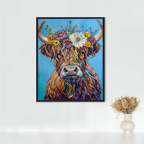 Diamond Painting Erwachsene Tier Diamond Painting Ochse DIY Vollbohrer Diamant Malerei Set Anfänger, Diamant Kunst Malerei Stickerei Set, Wanddeko und Zimmer Deko, Geschenke (70x95cm) PJY6 6-9 von RNXAOPEN