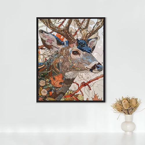 Diamond Painting Erwachsene Tier Diamond Painting Reh DIY Vollbohrer Diamant Malerei Set Anfänger, Diamant Kunst Malerei Stickerei Set, Wanddeko und Zimmer Deko, Geschenke 30 x 40 cm PJY2 S-9 von RNXAOPEN